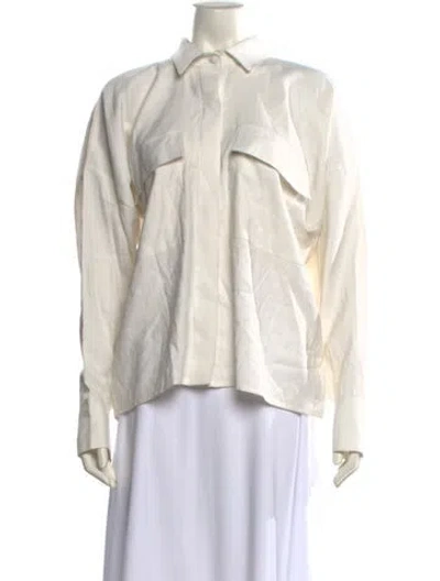 Pre-owned Nonchalant Long Sleeve Button-up Top In Neutral