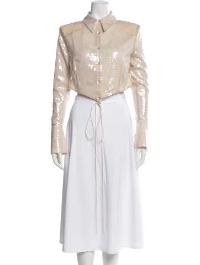 Pre-owned Nonchalant Long Sleeve Button-up Top In Neutral