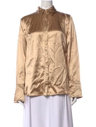 Pre-owned Nonchalant Long Sleeve Button-up Top In Neutrals