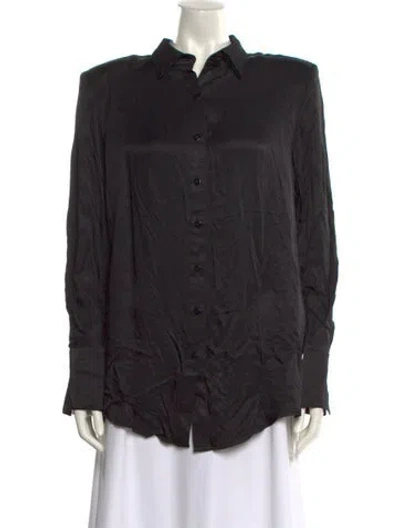 Pre-owned Nonchalant Long Sleeve Button-up Top W/ Tags In Black