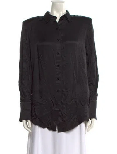 Pre-owned Nonchalant Long Sleeve Button-up Top W/ Tags In Black