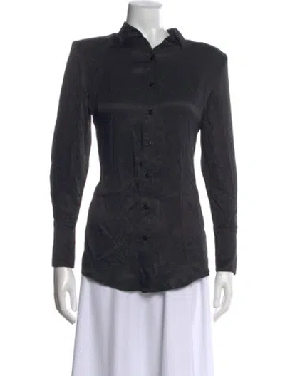 Pre-owned Nonchalant Long Sleeve Button-up Top W/ Tags In Gray