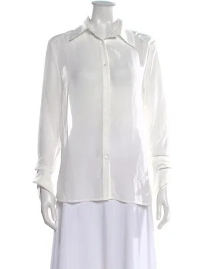 Pre-owned Nonchalant Long Sleeve Button-up Top In White