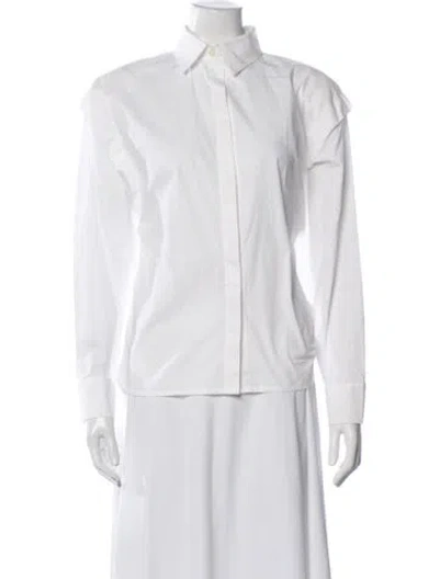 Pre-owned Nonchalant Long Sleeve Button-up Top In White