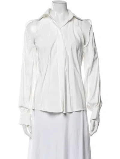 Pre-owned Nonchalant Long Sleeve Button-up Top In White
