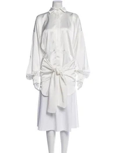 Pre-owned Nonchalant Long Sleeve Button-up Top In White
