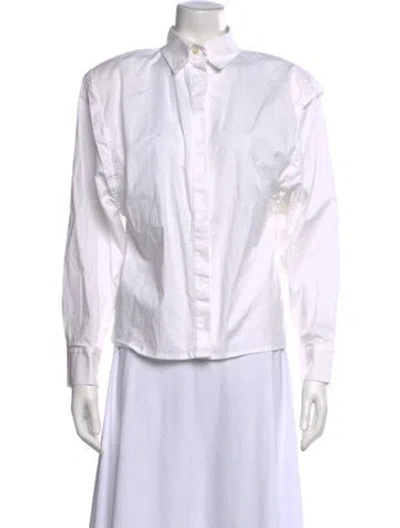 Pre-owned Nonchalant Long Sleeve Button-up Top In White