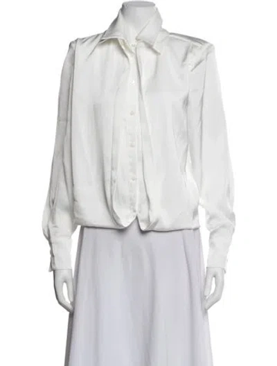Pre-owned Nonchalant Long Sleeve Button-up Top In White