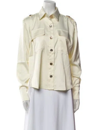 Pre-owned Nonchalant Long Sleeve Button-up Top In Yellow