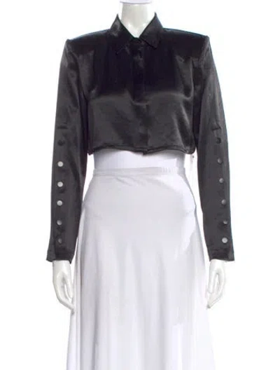 Pre-owned Nonchalant Long Sleeve Crop Top In Black