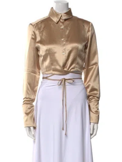 Pre-owned Nonchalant Long Sleeve Crop Top In Neutral