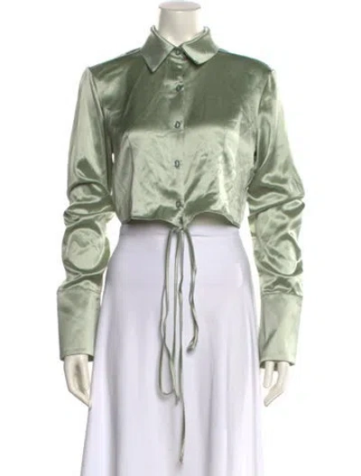 Pre-owned Nonchalant Long Sleeve Crop Top W/ Tags In Green