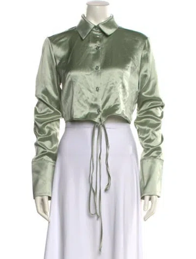 Pre-owned Nonchalant Long Sleeve Crop Top W/ Tags In Green