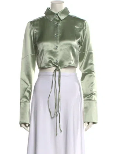 Pre-owned Nonchalant Long Sleeve Crop Top W/ Tags In Green