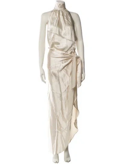 Pre-owned Nonchalant Mock Neck Long Dress W/ Tags In Neutral