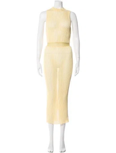 Pre-owned Nonchalant Mock Neck Long Dress In Yellow