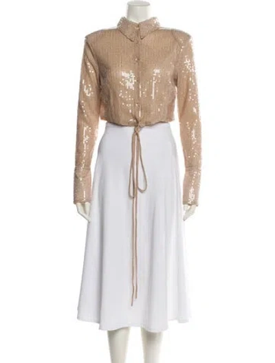 Pre-owned Nonchalant Mock Neck Long Sleeve Crop Top W/ Tags In Neutral