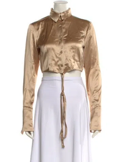 Pre-owned Nonchalant Mock Neck Long Sleeve Crop Top W/ Tags In Neutral