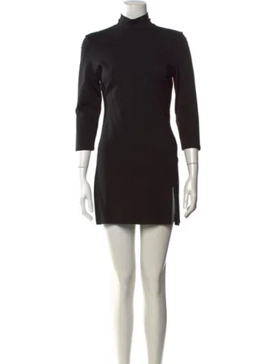 Pre-owned Nonchalant Mock Neck Mini Dress In Black