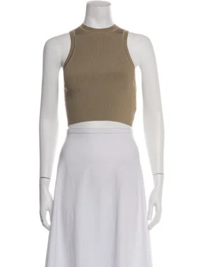 Pre-owned Nonchalant Mock Neck Sleeveless Crop Top W/ Tags In Brown