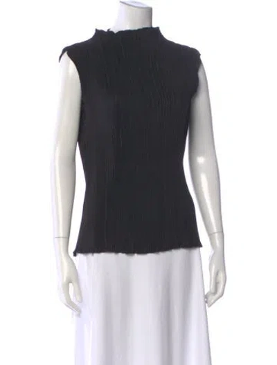 Pre-owned Nonchalant Mock Neck Sleeveless Top In Black