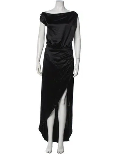 Pre-owned Nonchalant Off-the-shoulder Long Dress In Black