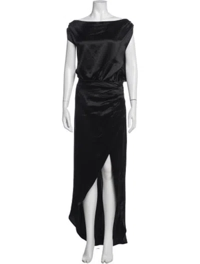 Pre-owned Nonchalant Off-the-shoulder Long Dress In Black