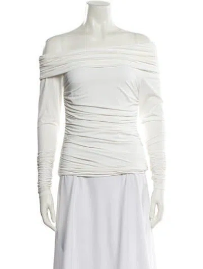 Pre-owned Nonchalant Off-the-shoulder Long Sleeve Top In White