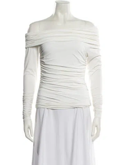 Pre-owned Nonchalant Off-the-shoulder Long Sleeve Top In White