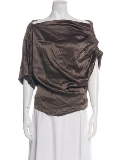 Pre-owned Nonchalant Off-the-shoulder Short Sleeve Top W/ Tags In Brown
