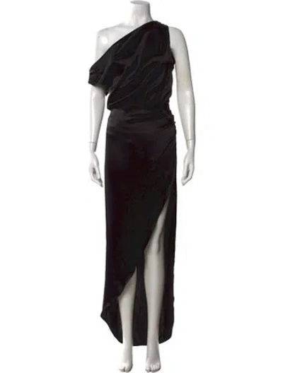 Pre-owned Nonchalant One-shoulder Long Dress In Black