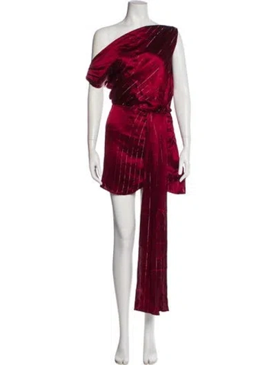 Pre-owned Nonchalant One-shoulder Mini Dress In Burgundy