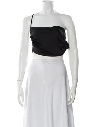 Pre-owned Nonchalant One-shoulder Sleeveless Crop Top In Black