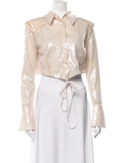 Pre-owned Nonchalant Patterned Long Sleeve Button-up Top In Neutrals