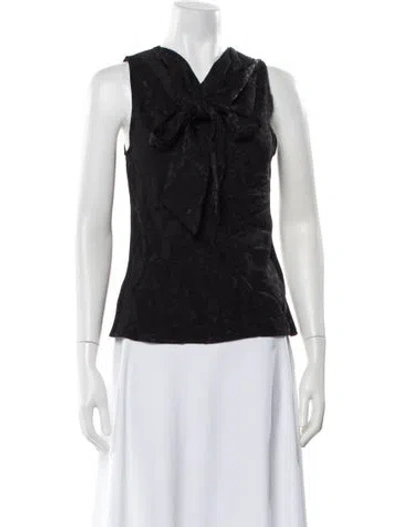 Pre-owned Nonchalant Patterned Tie Neck Top W/ Tags In Black