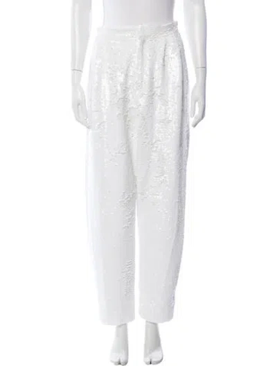 Pre-owned Nonchalant Patterned Wide Leg Pants In White