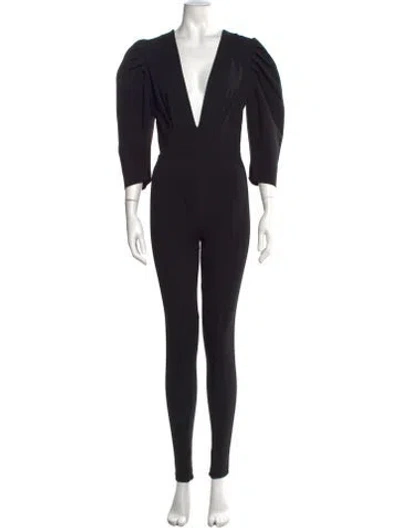 Pre-owned Nonchalant Plunge Neckline Jumpsuit In Black