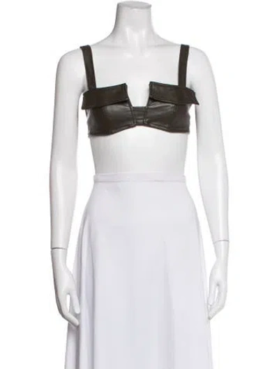 Pre-owned Nonchalant Plunge Neckline Sleeveless Sports Bra In Brown