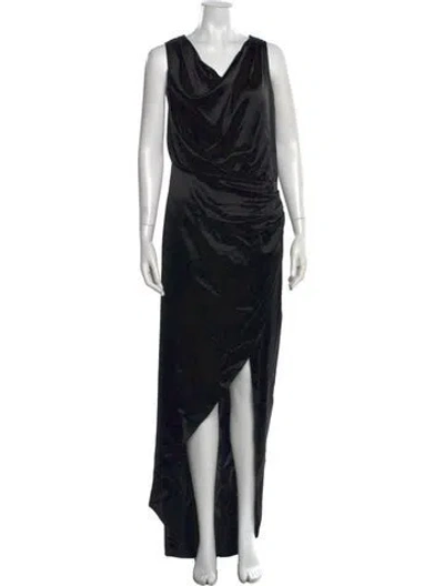 Pre-owned Nonchalant Printed Long Dress In Black
