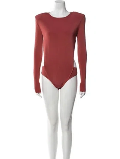 Pre-owned Nonchalant Scoop Neck Long Sleeve Bodysuit In Neutral