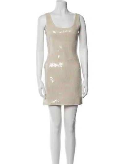 Pre-owned Nonchalant Scoop Neck Mini Dress In Neutral