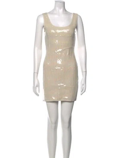 Pre-owned Nonchalant Scoop Neck Mini Dress W/ Tags In Neutrals