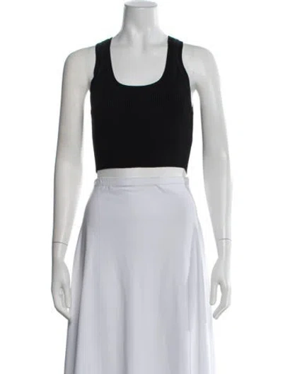 Pre-owned Nonchalant Scoop Neck Sleeveless Crop Top In Black