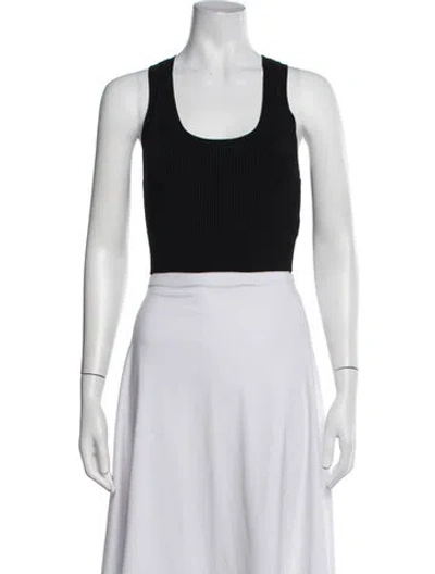 Pre-owned Nonchalant Scoop Neck Sleeveless Crop Top In Black