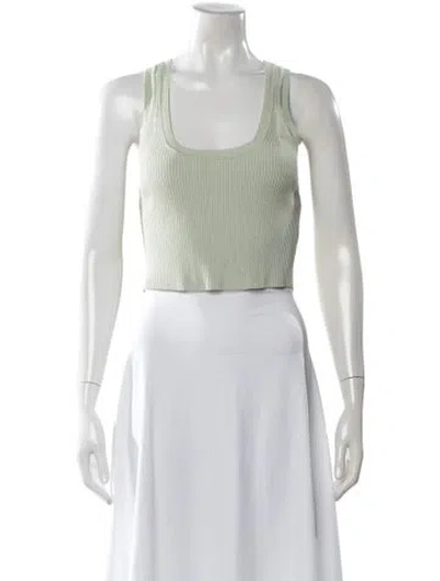 Pre-owned Nonchalant Scoop Neck Sleeveless Crop Top In Green