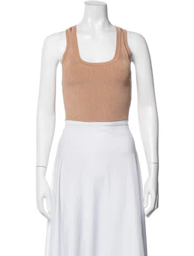 Pre-owned Nonchalant Scoop Neck Sleeveless Crop Top In Neutral