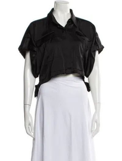 Pre-owned Nonchalant Short Sleeve Button-up Top In Black