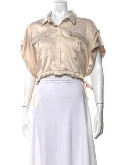 Pre-owned Nonchalant Short Sleeve Button-up Top In Neutral