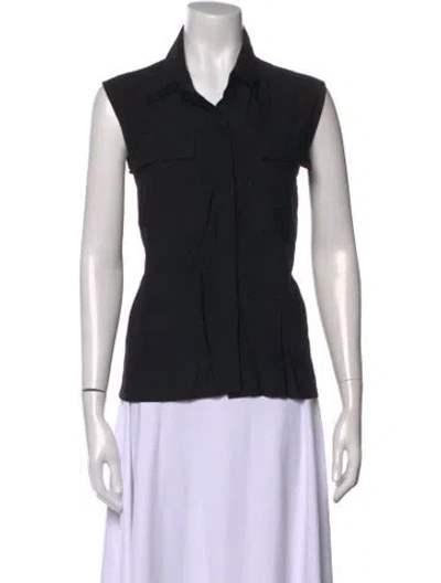 Pre-owned Nonchalant Short Sleeve Button-up Top W/ Tags In Black