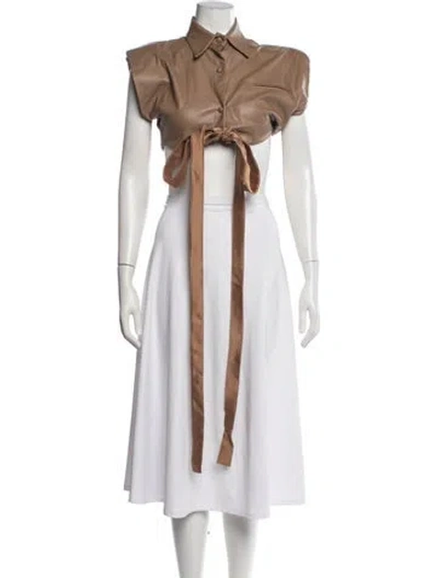 Pre-owned Nonchalant Short Sleeve Crop Top In Brown